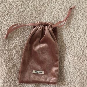 Miu Miu Pink Velvet Drawstring Pouch